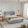 DEGHI Letto matrimoniale 160x190 cm imbottito e rivestito in tessuto grigio con contenitore - Basha