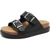Foinledr Sandali Donna con Sughero Estivi, Ciabatte con Doppia Fibbia Pantofole Morbide Slip-On, Comode Sabot da Casa con Suola Spessa