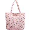 YAMEIZE Borsa tote in velluto a coste con fragole per donne e ragazze, graziose, borse a tracolla grandi con cerniera e tasche, per università, lavoro, viaggi, shopping, Ciliegia rosa.