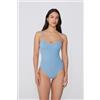 Tezenis Body Spalline Sottili In Cotone A Costine Donna Azzurro