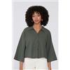 Tezenis Camicia Corta Manica 3/4 Ampia In 100% Cotone Super Leggero Donna Verde