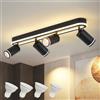 SANSHI Faretti da Soffitto Orientabili Interno LED 4 Luce,Faretti da Parete con Inferiore 36W+4x5W,GU10 Lampadario Faretti,Moderna Plafoniera Faretti Bianco Caldo 3000K per Cameretta Cucina Barra,Nero