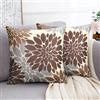 HomeStilez Federe Cuscini Divano 40x40 cm Set di 2 Copricuscini Marrone Grigio Quadrata Floreale Astratta Dalia Moderna Federa per Cuscino Decorazioni per la Casa in Lino per Soggiorno Giardino Esterno