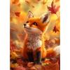 BOWETILE DIY Diamond Painting Art Kits Volpe Carina,Kit di Pittura Diamante Animali per Adulti, Quadri Ricamati con Strass di Foglie Autunnali per Principianti, Decorazione Murale per la Casa 30x40cm