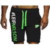 Leif Nelson Pantaloncini Uomo Pantaloni Sportivi Corti per Allenamento e Fitness LN-06296 Verde Nero X-Large
