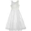 Sunny Fashion Vestito Bambina Fiore Bianco Nozze Velo Primo Comunione 7 Anni