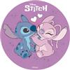 Dekora, Disco in Ostia Commestibile Stitch & Angel, Decorazione per Torte di Compleanno di Disney, Decorazioni per Dolci, Cialda Tonda 20 CM