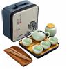 Webao Set di Teiera Cinese Kungfu - Servizio da Tè in Ceramica con 4 Tazze, Lattina e Vassoio - Set da Viaggio per Tè Sfuso, Verde