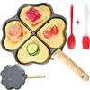 WSNDM 4 Fori In Alluminio Padella Per Uova a Forma Di Cuore, Padella Pancake Antiaderente, Per Cucinare Pancake, Uova e Hamburger, Per Induzione e Gas