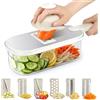 KUOFANY Mandolina per Verdure Professionale,Taglia Regolabile,Affetta Verdure Manuale,Taglia Verdure Manuale,Affetta Patate,Tagliaverdure in Acciaio Inox,Mandolina Regolabile con 6 Lame e Contenitore