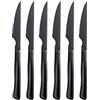 Seeshine Set di 6 coltelli da cucina in acciaio inox neri: 22 cm coltello da bistecca seghettato, coltello multiuso, coltello da cena. Manici ergonomici