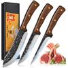 Home Safety Set di Coltelli da Filetto,Coltello da Macellaio Professionale in Acciaio al Carbonio Coltello da Chef con Manico in Legno per Barbecue
