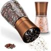Zolmer® Set macina sale e pepe - Macinaspezie effetto rame con meccanismo in ceramica - Macina sale e pepe ricaricabile in vetro, moderno e regolabile, 2 pezzi