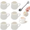 MAIXINNEW 6 Pezzi Mini Brocche in Ceramica Bianca 50ml, Lattiera Piccola Ceramica con Cucchiaio, Piccole Brocche per Salsa Bianca per Latte, Caffè, Salsa, Salsa, Sciroppo