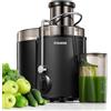 FOHERE Centrifuga Frutta e Verdura FOHERE Estrattore di Succo a Freddo con Bocca da 65mm, Facile da Pulire, 3 Velocità di Regolazione, Spazzola per la Pulizia e Ricetta Inclusa, Senza BPA