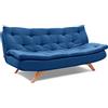 EVERGREENWEB MATERASSI & BEDS EVERGREENWEB - Divano 2 posti trasformabile in comodo divano Letto ad una piazza e mezzo con Materasso Futon | Moderno Divano Letto Pieghevole per Soggiorno, Studio, Salotto, Camera | Zoè (Blu)