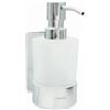 Dolvhin® Dispenser Sapone a Parete Senza Forare | Dosatore Liquido in Vetro Satinato | Dispenser Inox con Supporto | Dispenser di Sapone Adesivo da Muro | Dosatore Detersivo 250ml | Cromo Lucido