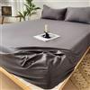 Homxi Coprimaterasso Letto Singolo con Angoli con 2 Federe(180 x 220 cm),Lenzuolo Matrimoniale Completo Tinta Unita Lenzuola Copriletto Matrimoniale Grigio Scuro