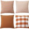 HOPLEE Federa per cuscino arancione, 45,7 x 45,7 cm, con motivo scozzese di bufalo, arancione, a righe e quadretti, 45,7 x 45,7 cm, confezione da 4