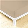 LARA MORADA - Lenzuolo Sotto Una Piazza E Mezza Con Angoli Elasticizzati, 100% Cotone, Made In Italy, Tinta Unita, Per Letto 1 Posto E Mezzo, 120cm x 200cm + 25 cm, Beige