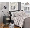 Il Gruppone Passione Casa Completo Letto Lenzuola Matrimoniale,100% Cotone, Set letto, Lenzuolo Sopra, Sotto e Federe 2 Piazze - Fiorellini blu (Rosa Beige)