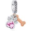 Annmors Ciondolo Argento Sterling 925 Charm Bead Compatibile Bracciale e Collane Europei Dog Paw & Bone Perline zirconi 5A Natale,San Valentino,festa della mamma,ciondoli regalo per donne e ragazze
