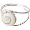 Vurmashop Anello in argento Sterling 925 con occhio di Shiva, pietra naturale di Santa Lucia, conchiglia naturale marina, da donna, design a spirale regolabile, conchiglia