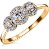 TJC Anello di fidanzamento con moissanite TJC per donna in design trilogy halo placcato platino e oro 925 anello da sposa per signora con confezione regalo, 22 1/8, Argento sterling, Moissanite