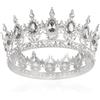 AROWRO Corona da donna, completa, rotonda, diadema di cristallo, corona barocca, tiara sparkly, strass, da principessa, per matrimonio, ballo, compleanno, pageant, decorazione per torta di carnevale