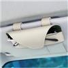 Adunsiaoto Supporto per Occhiali da Sole per Visiera Parasole Auto, Gancio Occhiali in Pelle E Porta Carte, Universale Multifunzionale Auto Sole Visiera in Pelle Custodia Titolare Clip(Bianco)