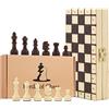 Amazinggirl Scacchiera in legno giocare in scacchi 20 x 20 cm - Chess board con pedine il gioco degli scacchi per bambini e adulti e portatile pieghevoli