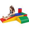 HOMCOM Set Costruzioni Morbide per Bimbi 1-3 Anni con 5 Blocchi Colorati, Set da Gioco Blocchi Morbidi per bambini in Finta Pelle e Schiuma, Rosso, Verde, Blu, Giallo