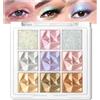 Noerrors Palette di ombretti glitterati 9 colori multicromi, ombretto olografico, angolo interno degli occhi, evidenziatore viso in polvere, scintillante, durevole, lucido