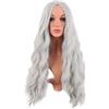 MapofBeauty 28 Pollice/70 cm Lungo Wavy Middle Part Sintetico fibra Ricci Capelli Sostituzione Party Cosplay Quotidiano Parrucche (Argento)