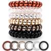 Specora - Elastici per capelli a spirale, confezione da 6 pezzi, 5 cm, TPU, 6 colori nero, trasparente, antracite, rosso-marrone, oro, argento, in TPU