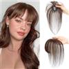 RPAEOY Extension Capelli Veri Clip 100% Frangia Natural Air Bangs Frontale Frangia Posticci Lavabile Tingibile per lo Styling Quotidiano Feste(Marrone scuro)