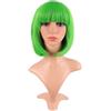 MapofBeauty 12 Pollic/30 cm Corto Lisci Flat Frange Bob Heat Resistente Sintetico Parrucche (Neon Verde)