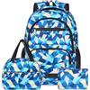 Yarmiene Set di 3 Pezzi Zaino Scuola Elementare per Bambina e Ragazzo - Zaino, Portapranzo e Astuccio - Blu