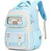 Tanou Zaino Scuola Elementare Bambina Ergonomico | Zaino da Ragazza Kawaii con Ciondolo 7-12 anni, Zaini per Ragazze Impermeabile in Oxford Tessuto, 20 Litri, Blu
