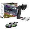 FLYCOLOR Turbo 1/76 Scala Mini RC Auto con 2.4G Contorl Telecomando Luci LED Classiche Proporzionali Modelli di Veicoli Completi (C73-Grigio)