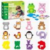 Juxtaposia 3 in 1 Bambini Gioco Colori,Ordinamento delle Forme e Animal Puzzles.15 Set di Gioco Montessori 3 Anni,per Bambini di 3, 4, 5 e 6 Anni.