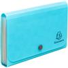 Exacompta - Rif. 55499E - 1 raccoglitore per valigia pocket Pop'N Co - copertina in PP riciclato 5/10° e interno in PP - 6 scomparti - chiusura con bottone a pressione - dim 18x11 cm - colore ciano