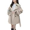 Suncadmious Trench da Donna a Maniche Lunghe a doppio Petto con Cintura Classico Retrò Casual Sciolto Manica a Lanterna Cappotto da Lavoro Corto Giacca da Ufficio Aziendale (Almond,S)