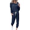 Generic Tuta completa da donna, set da 2 pezzi Co Ord Set Loungewear Set Athletic Active Pantaloni della tuta Plus Size Girocollo Y2k Lounge Wear Casual Hip Hop Palestra e Jogging Pantaloni della tuta, Marina
