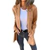 Generic Camoscio Cappotto Lungo Donna Autunno Inverno Button Down Oversize Giacche Cardigan Leggero Trench Cappotti Donna Piumino, Marrone, 4XL
