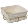 DRW Cestino di Pane in Metallo e Tessuto in Bianco e Oro 21,5x21,5x10cm