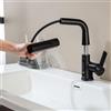 LakeBayMZC Rubinetto Bagno Lavabo Con LED Della Temperatura,LakeBayMZC Con Doccetta Estraibile a 3 Modalità,Miscelatore Lavabo Estraibile,Rubinetti Monocomando Bagno,Regolabile in altezza,Nero