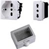 A2ZWORLD Cassetta Elettrica IP55, Completa Di Frutti Compatibile Con Bticino Matix, 3 Moduli Presa Schuko P40 + Presa Bipasso, Scatola Con Coperchio Da Muro Parete Esterno e Interno
