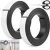 UGBO Nastro magnetico autoadesivo, forte striscia magnetica A+ B, striscia magnetica, autoadesiva, forte colla magnetica, per zanzariere, tende (2 m + 2 m) 2 rotoli