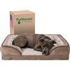 FurHaven Large Memory Foam Dog Bed Perfect Comfort Plush & Velvet Waves Sofa-Style w/Removable Washable Cover - Brownstone, Large